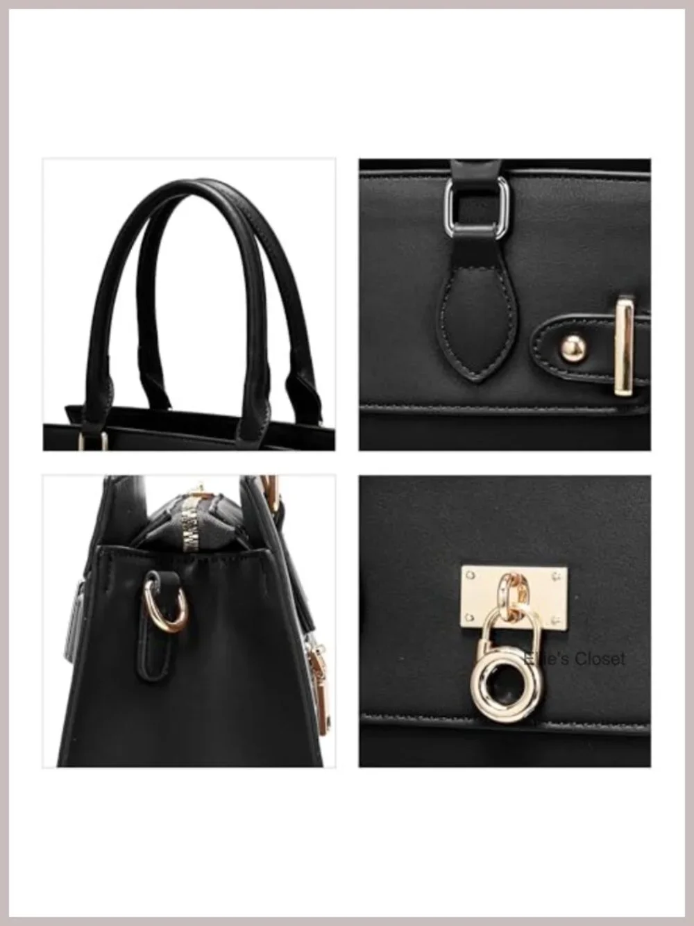 Large Faux Leather Satchel Top Handle Work Tote with Wristlet